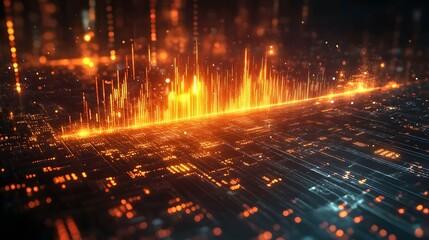 Fototapeta premium Futuristic tech backdrop with glowing elements representing forex, financial systems, and digital trading platforms 