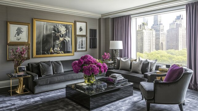 Elegant contemporary living room showcasing a sophisticated color palette.
