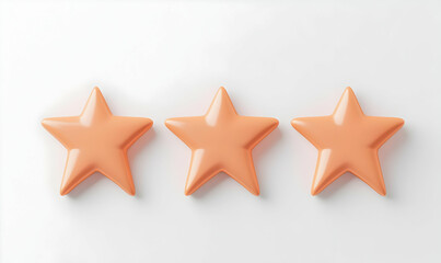 Obraz premium Three Orange Stars on a White Background for Decor and Design