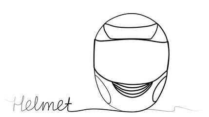 continuous one line drawing of helmet. vector head protection