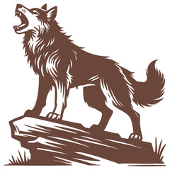 Howling Wolf on a Rocky Peak: Majestic Wildlife in its Natural Habitat