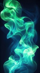 Obraz premium Glowing emerald smoke swirls in a dark background, ideal for digital art or abstract background usage