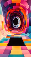 Obraz premium Colorful tunnel, geometric shapes, abstract art, vibrant background, modern design