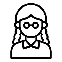 female nerd avatar icon line