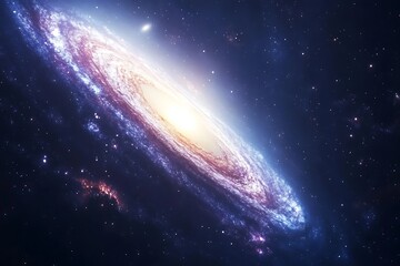 Fototapeta premium Majestic spiral galaxy swirling in vibrant cosmic dust stars and nebulae glowing with ethereal light and intense colors