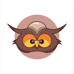 Owl Head Icon - Colored Illustration Style