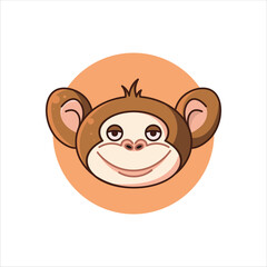 Monkey Head Icon - Colored Illustration Style