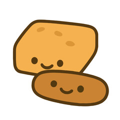 bread and butter cute icon illustration