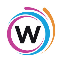 Initial laundry Logo combine with letter W vector template