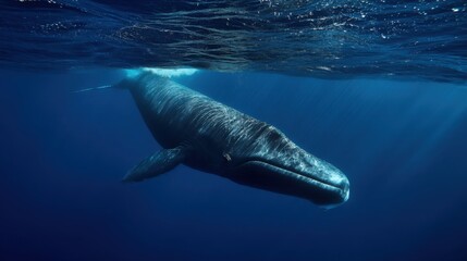 Obraz premium Underwater Bryde's Whale Encounter: Deep Blue Majesty