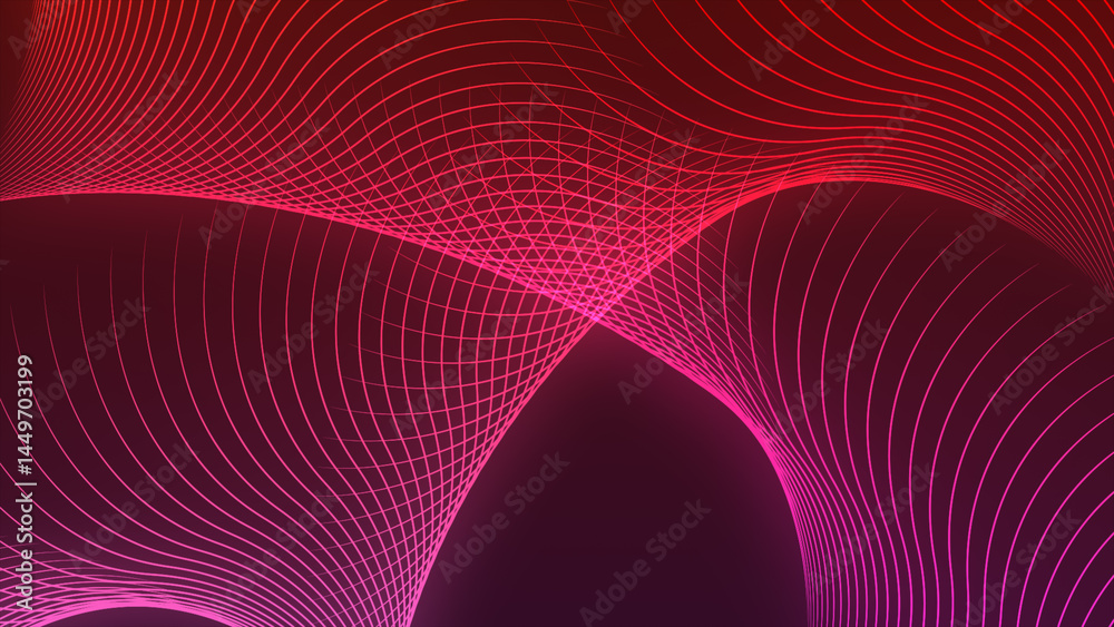Poster tech inspired abstract motion background. red light lines futuristic grid on red background. 4k abst