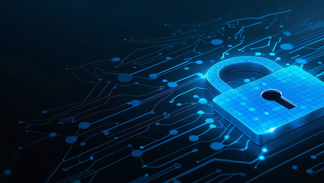 "Padlock Icon as a Symbol of Cybersecurity and Digital Data Protection in Modern Security Interfaces"

