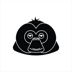 Orangutan Head Icon in Silhouette Style