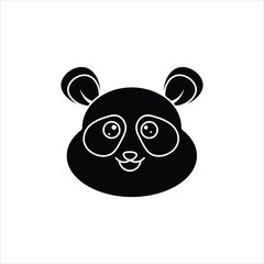 Panda Head Icon in Silhouette Style