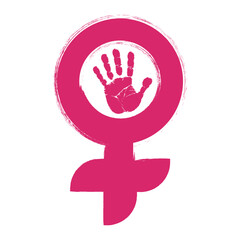 Obraz premium Female gender symbol in grunge style. vector illustration.