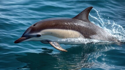 Fototapeta premium Long-Beaked Common Dolphin Leaping, Ocean Spray, Coastal Waters