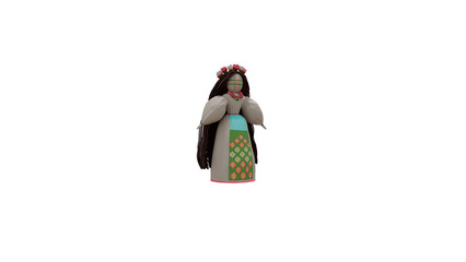 Motanka Ukrainian traditional doll on rural background	