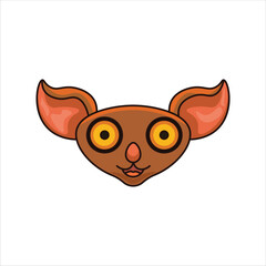 Tarsier Head Icon Animal Colored Illustration
