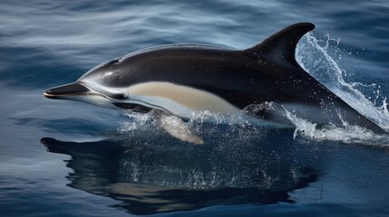 Fototapeta premium Long-beaked Common Dolphin Duo, Coastal Waters, Dynamic Splash