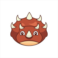 Spiky Dinosaur Head Icon Colored Illustration