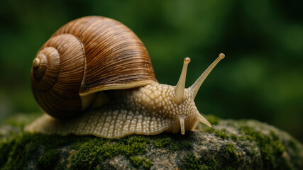 Snail on mossy rock