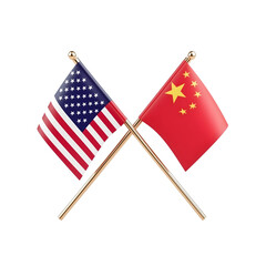 Obraz premium USA and China flags isolated on white background. Ai Generated Images