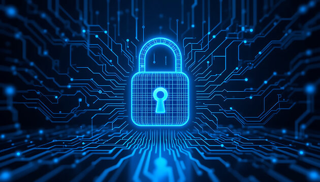 "Padlock Icon as a Symbol of Cybersecurity and Digital Data Protection in Modern Security Interfaces"

