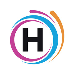 Initial laundry Logo combine with letter H vector template
