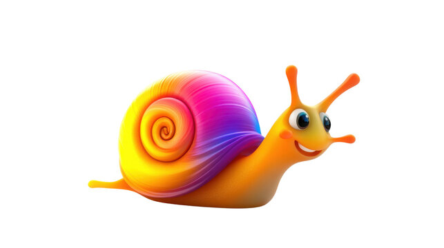 Close-Up of a Snail Isolated on White Background in High Detail for Nature and Animal Photography