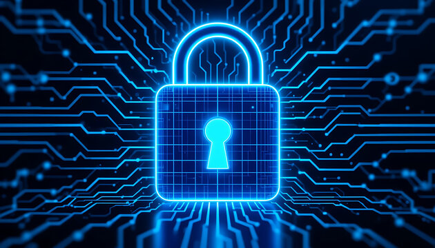 "Padlock Icon as a Symbol of Cybersecurity and Digital Data Protection in Modern Security Interfaces"


