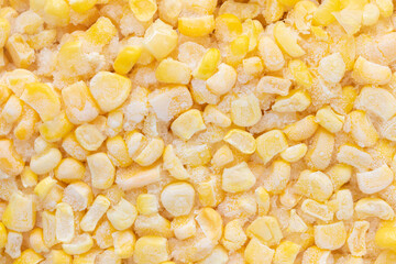 Top view Of  Yellow Sweet Corn Kernels Frozen