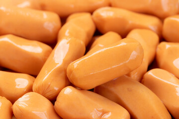 Pile of Mini Cocktail Sausages. Close up