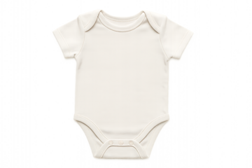 Blank baby onesie mockup with short sleeves and snap buttons flat lay on transparent background ideal for clothing design template infant fashion branding and nursery product showcase