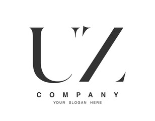 UZ logo design. Initial letter u and z serif font style. Creative classic company name typography. Trendy logotype or identity.