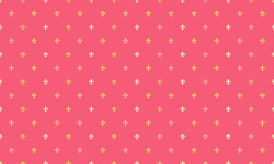 Elegant pink background with a repeating pattern of small, stylized fleurdelis.  Perfect for textile design, website backgrounds, or feminine branding.
