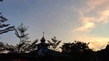 Beautiful village mosque dome at dusk