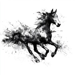 Dynamic equestrian essence in grayscale monochrome, a visual expression of power