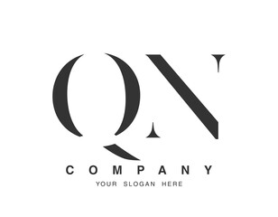 Obraz premium QN logo design. Initial letter q and n serif font style. Creative classic company name typography. Trendy logotype or identity.