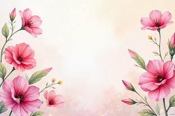 Naklejka premium Delicate watercolor floral pattern on soft pastel background, blossom, illustration