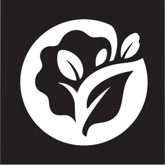 A Stylized White Leaf Sprouts From A Curved Container On A Stark Black Background