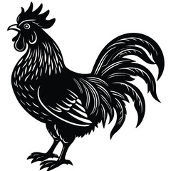 Mother hen with chicks illustration – vintage farm black vector Hen silhouette vector art white background

