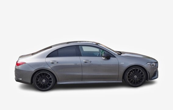 Mercedes-Benz CLA Coupe posing in studio on white background