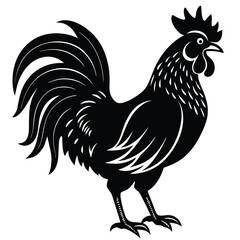 Mother hen with chicks illustration – vintage farm black vector Hen silhouette vector art white background

