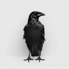 Fototapeta premium Black Crow Minimalist Studio Portrait Against White Background
