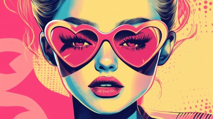 Stylish Woman Wearing Heart Shaped Sunglasses