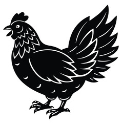 Mother hen with chicks illustration – vintage farm black vector Hen silhouette vector art white background

