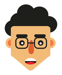 Young Male Avatar with Glasses and Wavy Hair

