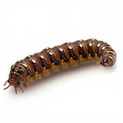 Brown and White Caterpillar on White Background