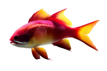 Colorful fish swimming in clear water on a transparent bg