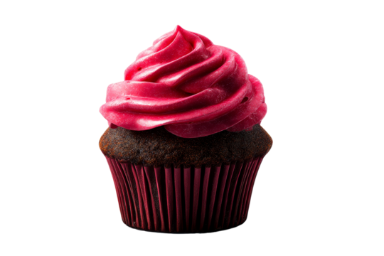 Delicious chocolate cupcake with vibrant pink frosting